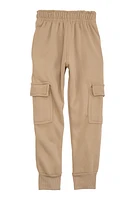 Little Boys Cargo Pocket Fleece Joggers, Khaki, Size 7