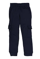 Little Boys Fleece Cargo Pocket Joggers, Blue, Size 7