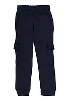 Little Boys Fleece Cargo Pocket Joggers, Blue, Size 4