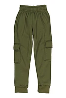 Little Boys Solid Fleece Cargo Joggers, Green, Size 5-6