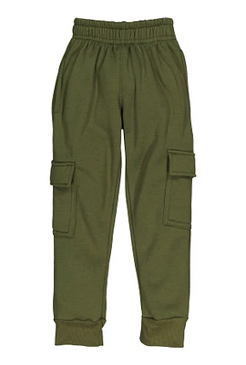 Little Boys Solid Fleece Cargo Joggers, Green, Size 4