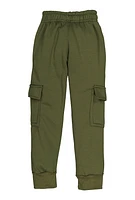 Little Boys Solid Fleece Cargo Joggers, Green, Size 4