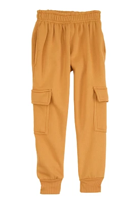 Little Boys Solid Fleece Cargo Pocket Joggers, Khaki,