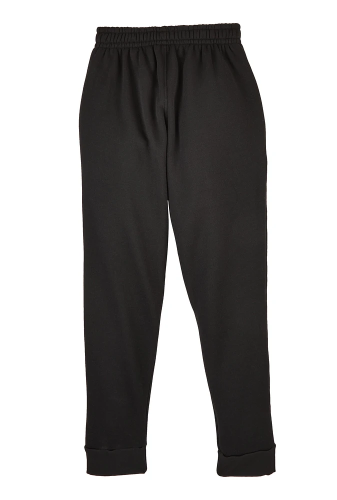 Boys Fleece Lined Joggers, Black, Size 14-16