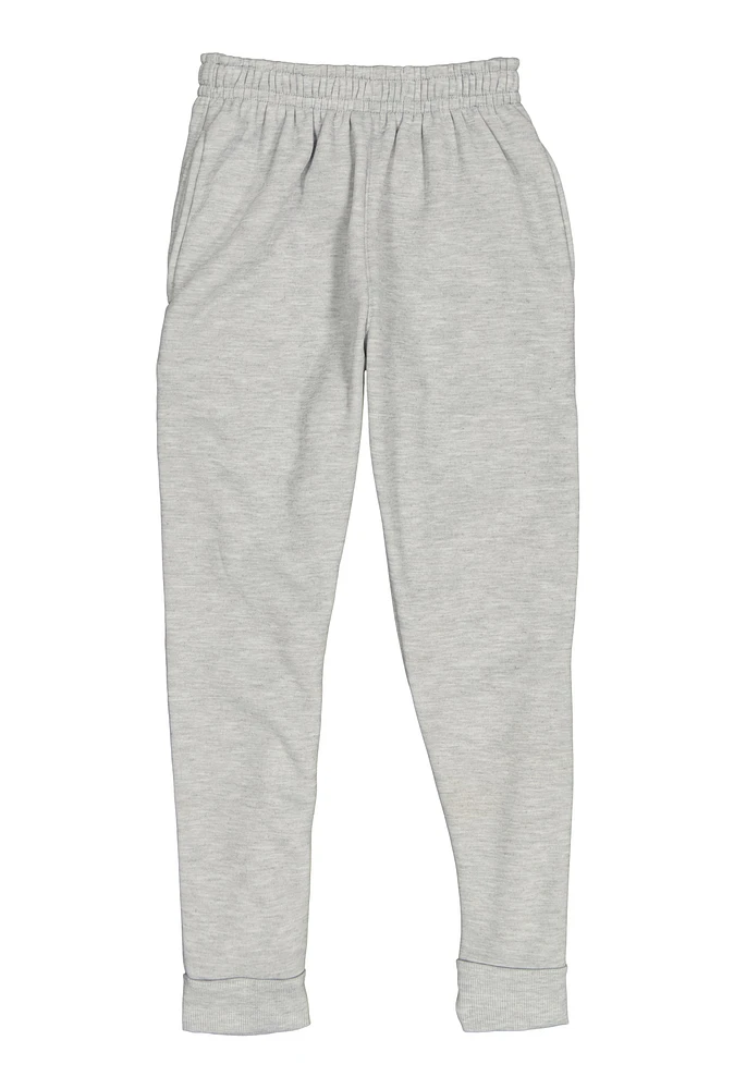 Boys Marled Fleece Joggers, Grey, Size 12-14