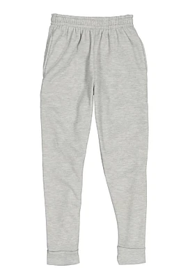Boys Marled Fleece Joggers, Grey, Size 12-14