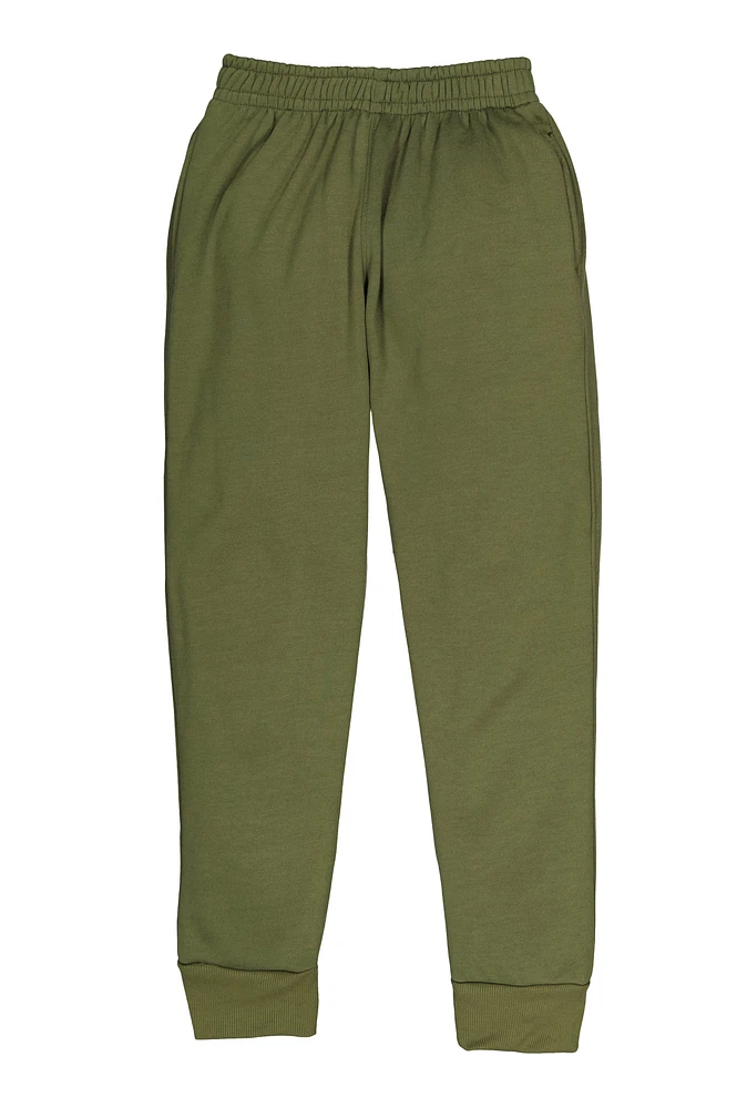 Boys Basic Fleece Joggers, Green, Size 12-14