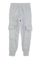 Boys Marled Cargo Pocket Joggers, Grey,