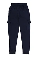 Boys Basic Cargo Joggers, Blue, Size 8-10