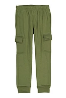 Boys Fleece Cargo Joggers, Green, Size 8-10