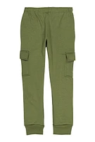 Boys Fleece Cargo Joggers, Green, Size 8-10