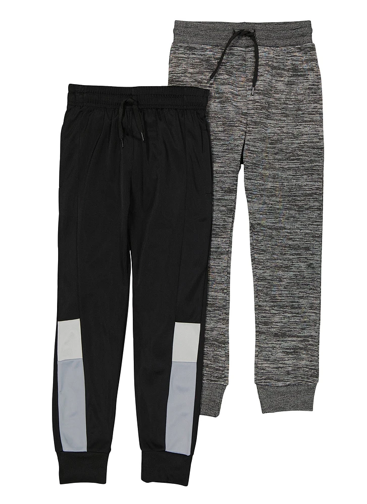 Boys Marled Fleece Lined Joggers 2 Pack, Grey, Size 8