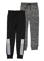 Boys Marled Fleece Lined Joggers 2 Pack, Grey, Size 8