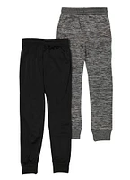 Boys Marled Fleece Lined Joggers 2 Pack, Grey, Size 8