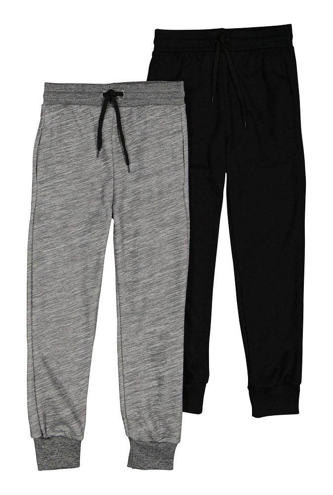 Boys Fleece Lined Drawstring Joggers 2 Pack, Grey, Size 8