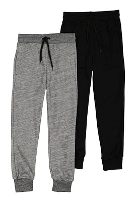 Boys Fleece Lined Drawstring Joggers 2 Pack, Grey, Size 8