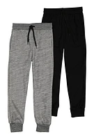 Boys Fleece Lined Drawstring Joggers 2 Pack, Grey, Size 8