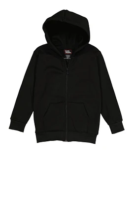 Little Boys Zip Front Hooded Sweatshirt, Black, Size 7