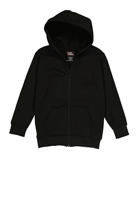 Little Boys Zip Front Hooded Sweatshirt, Black, Size 4