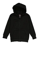 Little Boys Zip Front Hooded Sweatshirt, Black, Size 4