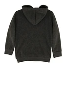 Little Boys Fleece Lined Zip Front Hoodie, Grey, Size 7