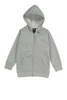 Little Boys Marled Zip Front Hoodie, Grey,