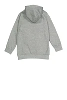 Little Boys Marled Zip Front Hoodie, Grey, Size 7