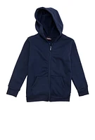 Little Boys Fleece Zip Front Hoodie, Blue, Size 4