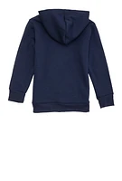 Little Boys Fleece Zip Front Hoodie, Blue, Size 4