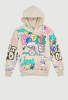 Little Boys Popeye Graffiti Graphic Pullover Hoodie, Beige, Size 7