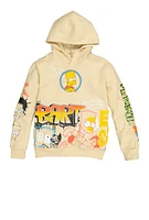 Boys Bart Simpson Graffiti Print Hoodie, Beige,