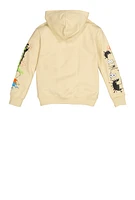 Boys Bart Simpson Graffiti Print Hoodie, Beige,