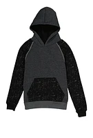 Boys Paint Splatter Hooded Sweatshirt, Black, Size 12-14