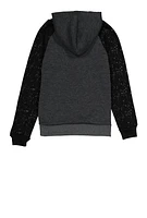Boys Paint Splatter Hooded Sweatshirt, Black, Size 12-14