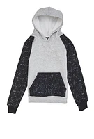 Boys Paint Splatter Hooded Sweatshirt, Grey, Size 12-14