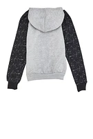 Boys Paint Splatter Hooded Sweatshirt, Grey, Size 12-14