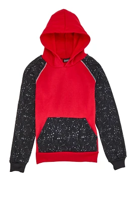 Boys Paint Splatter Hooded Sweatshirt, Red, Size 16-18