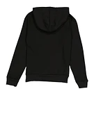 Boys Marble Print Color Block Hoodie,