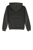 Boys Fleece Stripe Detail Zip Front Hoodie, Grey, Size 16-18