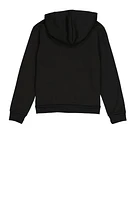 Boys Fleece Stripe Detail Zip Front Hoodie, Black,