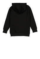 Boys Fleece Zip Front Hoodie, Black,