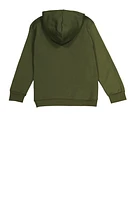 Boys Zip Front Hooded Sweatshirt, Green, Size 16-18