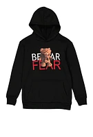 Boys Bear Fear Pullover Hoodie, Black, Size 8