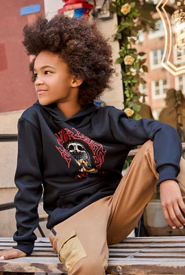 Boys Hungry Dogs Never Loyal Pullover Hoodie, Black, Size 10-12