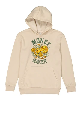 Boys Money Maker Pullover Hoodie, Beige, Size 8
