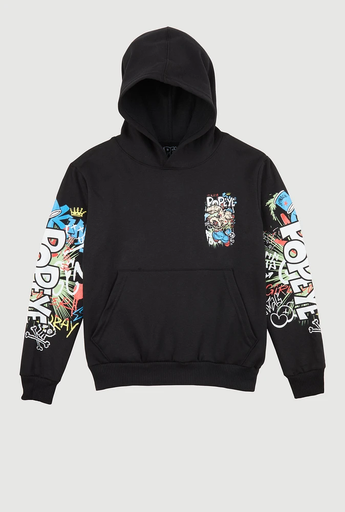 Boys Popeye Hoodie, Black, Size S