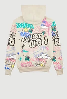 Boys Popeye Graffiti Graphic Hooded Sweatshirt, Multi, Size S