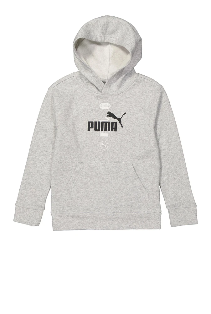 Boys Puma Sportswear Marled Fleece Hoodie, Grey, Size M