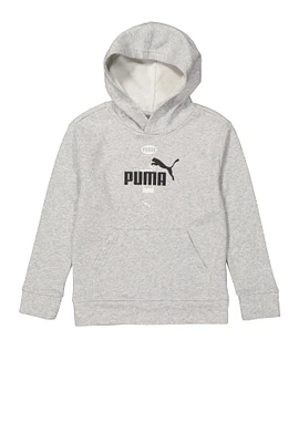 Boys Puma Sportswear Marled Fleece Hoodie, Grey, Size M