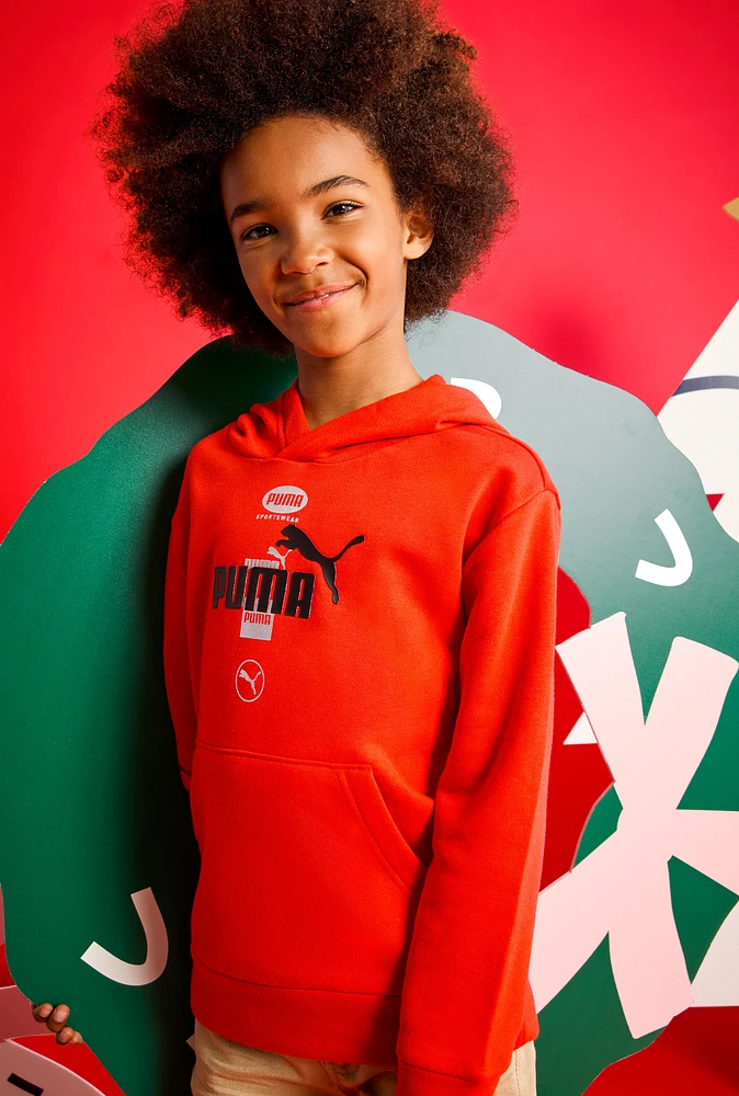 Boys Puma Sportswear Pullover Hoodie, Red, Size XL